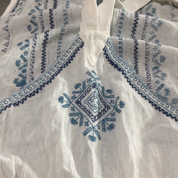NWOT Star Mela Cotton Blue & White Embroidered Sleeveless Romper💙🤍💙 - Picture 11 of 14